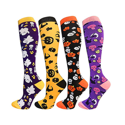 Chaussettes de compression amusantes pour Halloween (4 paires) - Multicolore - L/XL - image 1