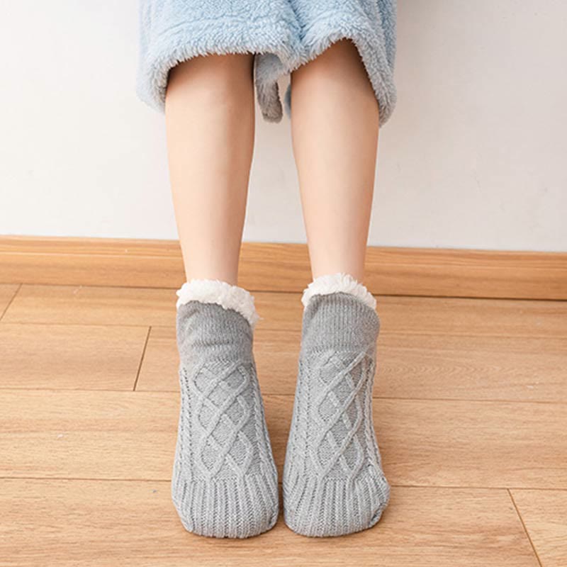 Chaussons-chaussettes d'intérieur chauds en laine d'agneau grande taille (2 paires) - image 4