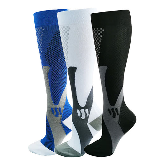 Chaussettes de compression à rayures colorées (3 paires) - image 0