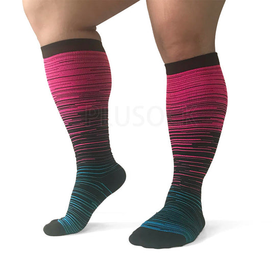 Chaussettes de compression grande taille à filaments roses rouges (2XL-7XL) (3 paires)