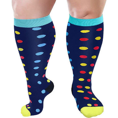 Chaussettes de compression grande taille à pois bleus (3 paires)