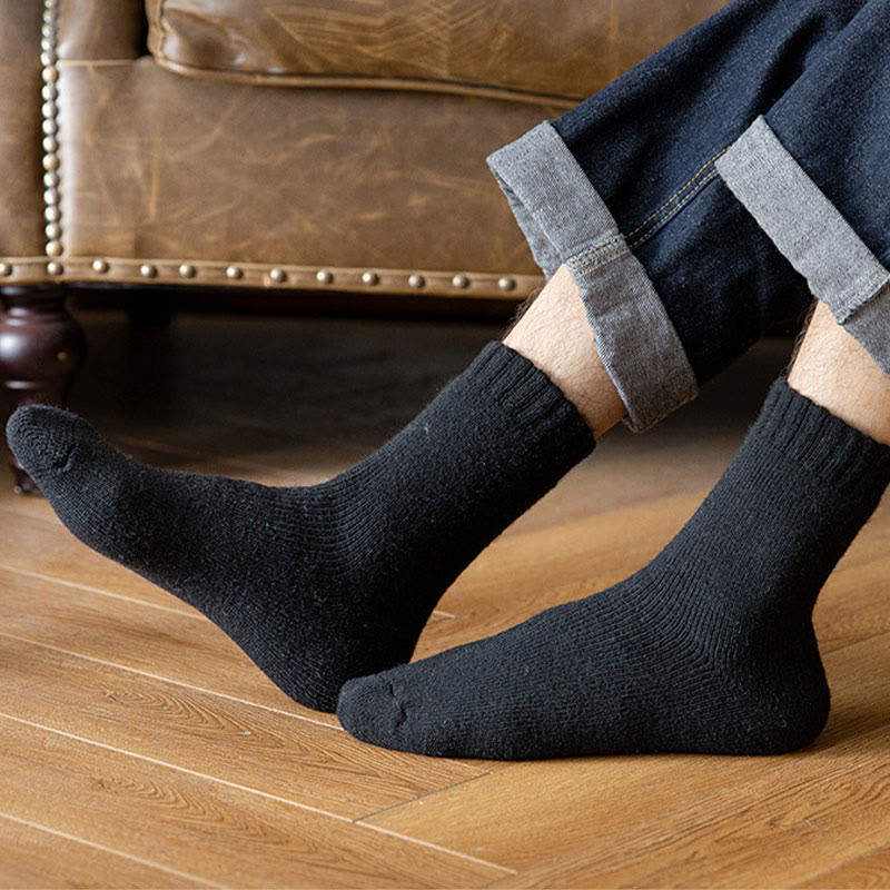 Chaussettes d'hiver épaisses, isolantes et chauffantes, grandes tailles (5 paires) - image 3