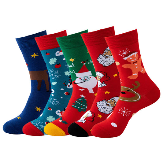 Chaussettes de Noël chaudes et douillettes grande taille (5 paires) - Multicolore - EU37-44 (US4-10) - image 1