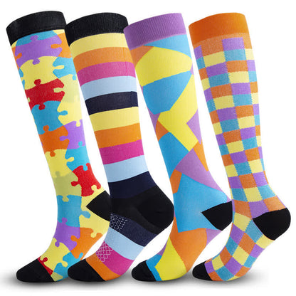 Chaussettes de compression colorées (4 paires) - image 0