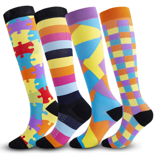 Chaussettes de compression colorées (4 paires) - image 0