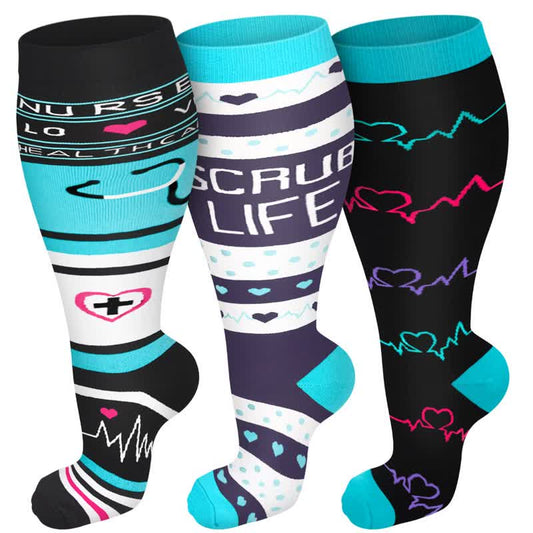 Chaussettes de compression pour stéthoscope grande taille (3 paires) - Multicolore - 4XL - image 0