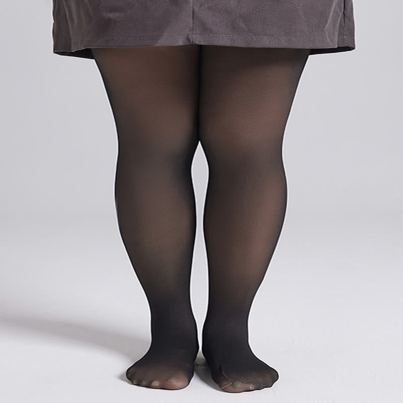 Collants épais taille haute grande taille - 330 g (plus velours) - Noir - À pieds - image 0