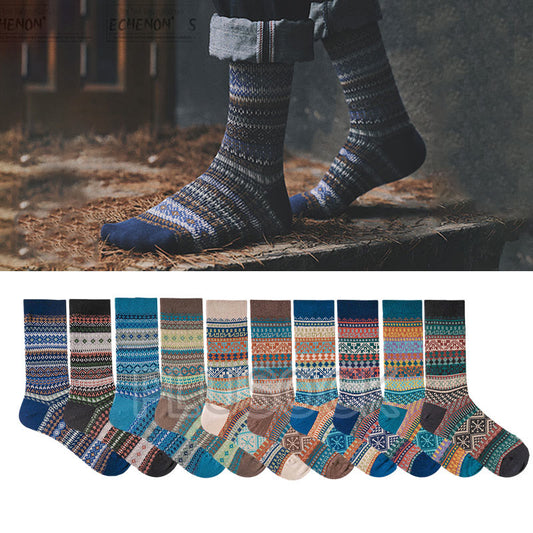 Chaussettes rétro en coton doux (10 paires) - Multicolore - EU37-43 (US4-9) - image 0