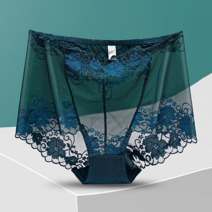 Culotte taille haute en dentelle ajourée (5 paires) - Vert foncé - 4XL - image 19
