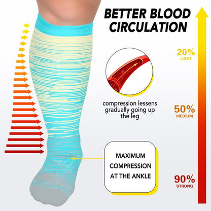 Chaussettes de compression à rayures vives grandes tailles 2XL - 7XL (3 paires) - image 5