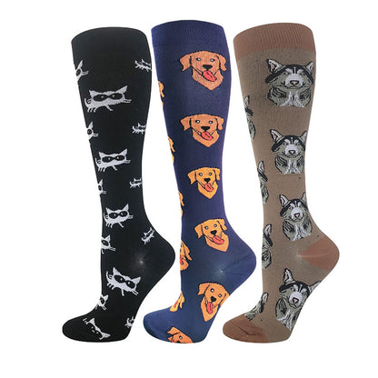 Chaussettes de compression pour chiots mignons (3 paires) - Multicolore - L/XL - image 0