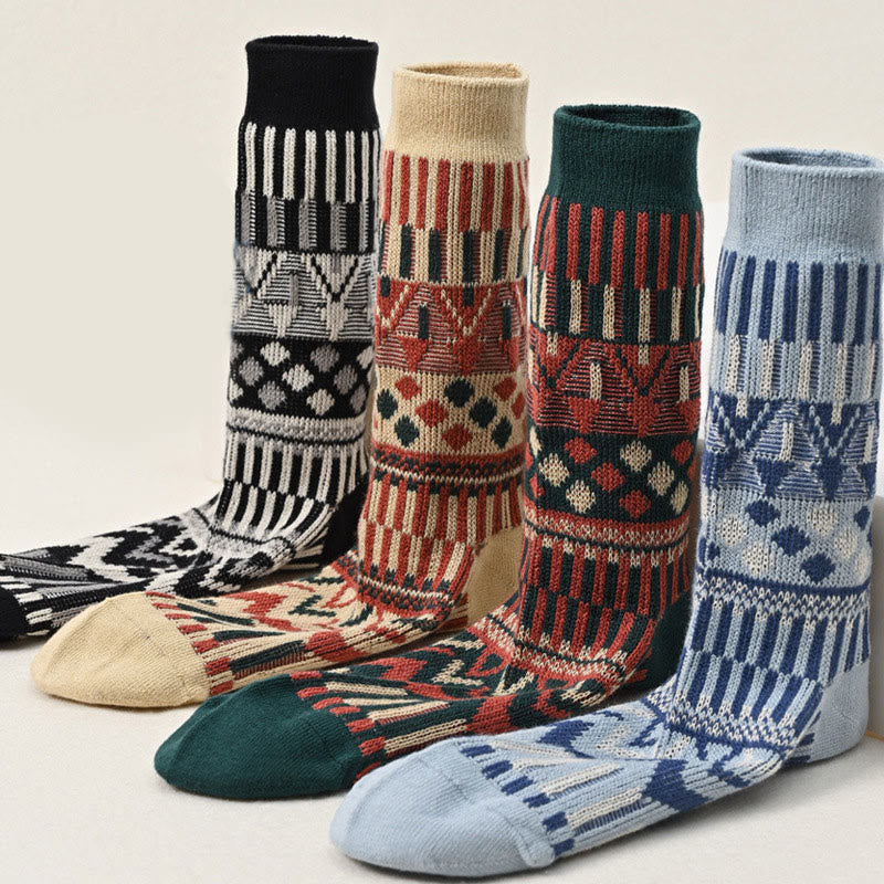 Chaussettes mi-mollet à motif rétro (2 paires) - image 1