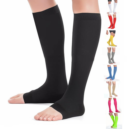 Chaussettes de compression à bout ouvert multicolores grande taille - image 1