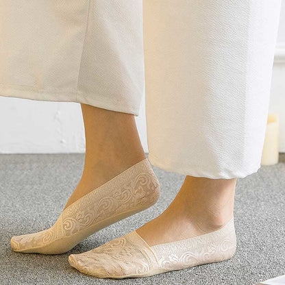 Chaussettes invisibles en dentelle florale grande taille (5 paires)
