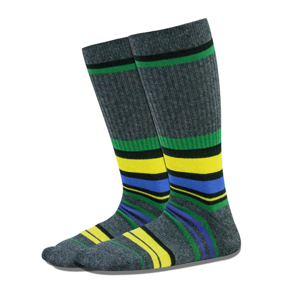 Chaussettes montantes rembourrées à rayures vert foncé - image 2