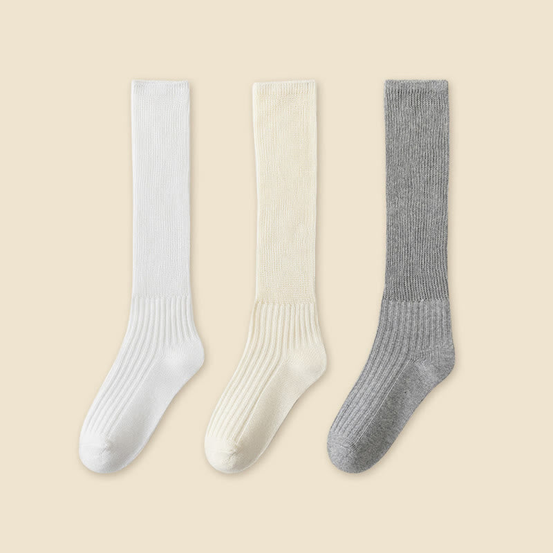 Chaussettes souples élégantes de couleur unie (3 paires) - Blanc+Beige+Gris - EU36-40 (US3-7) - image 21
