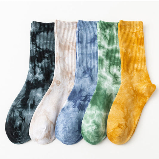 Chaussettes mi-mollet tie-dye grande taille (5 paires)