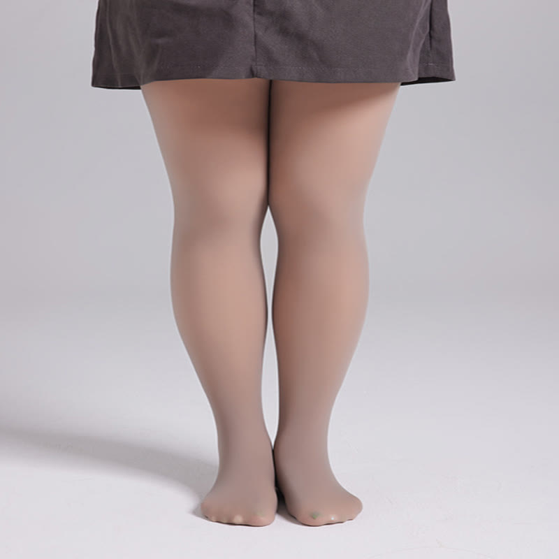 Collants épais taille haute grande taille - 330 g (plus velours) - Café - À pieds - image 4