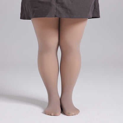 Collants épais taille haute grande taille - 330 g (plus velours) - Café - À pieds - image 4