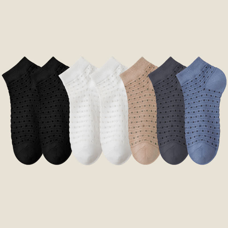 Chaussettes basses en maille ajourée (7 paires) - Noir*2+Blanc*2+Kaki*1+Bleu marine*1+Gris foncé*1 - EU38-44 (US5-11) - image 14
