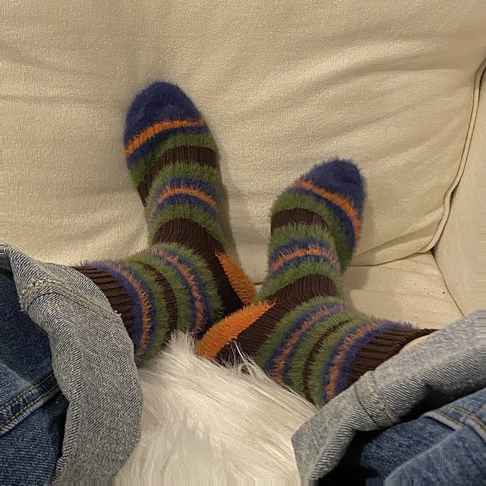 Chaussettes montantes en fourrure à blocs de couleur (6 paires) - image 6