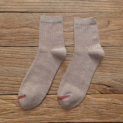 Chaussettes en coton à doublure couleur pure grande taille (6 paires)