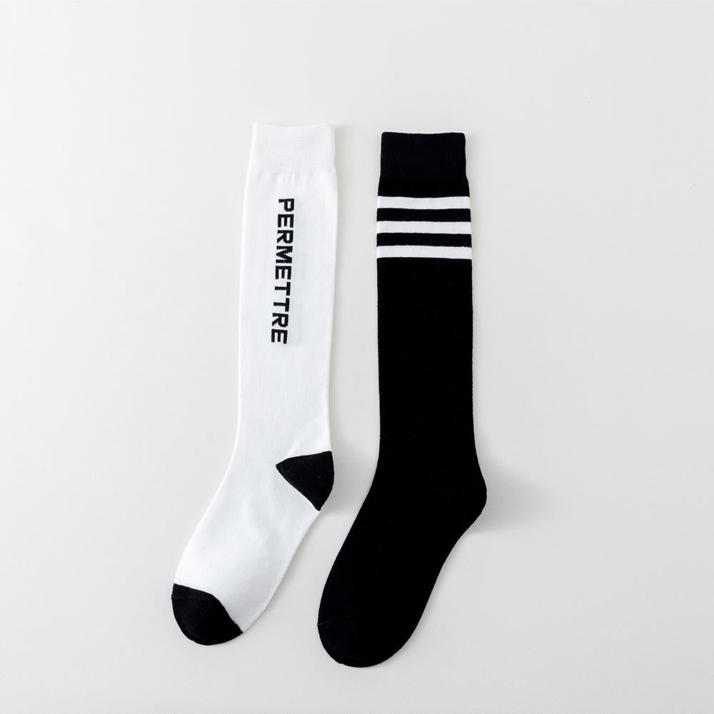 Chaussettes de compression en coton de couleurs mélangées, grande taille (3 paires) - Unisexe - Noir et blanc - image 16