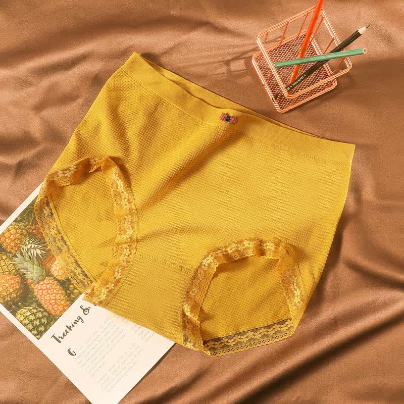 Culotte en dentelle respirante taille haute (5 paires) - Jaune - Convient aux personnes de 195 à 280 lb - image 14