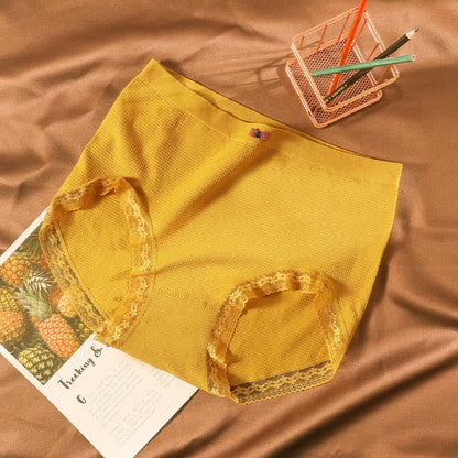 Culotte en dentelle respirante taille haute (5 paires) - Jaune - Convient aux personnes de 195 à 280 lb - image 14
