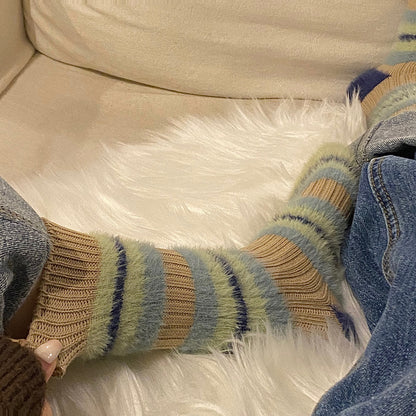 Chaussettes montantes en fourrure à blocs de couleur (6 paires) - image 3