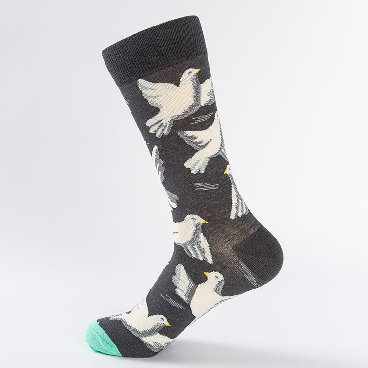 Chaussettes mi-mollet à motif tulipe et colombe grande taille (6 paires) - image 5