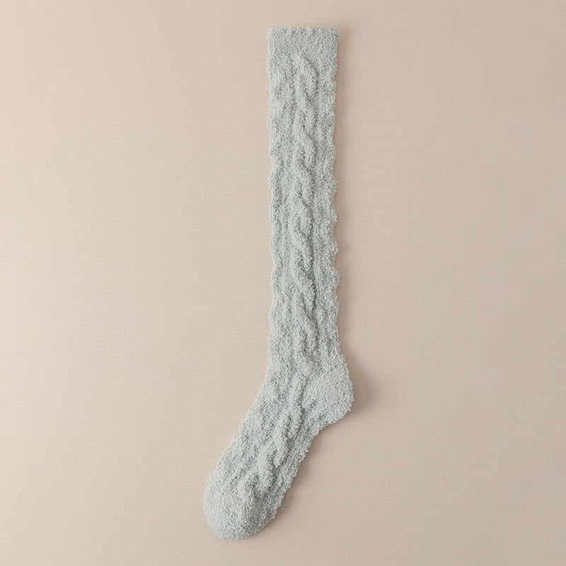 Chaussettes hautes thermiques en polaire corail Plusock (5 paires) - Vert clair - Convient à 220 lb - image 9