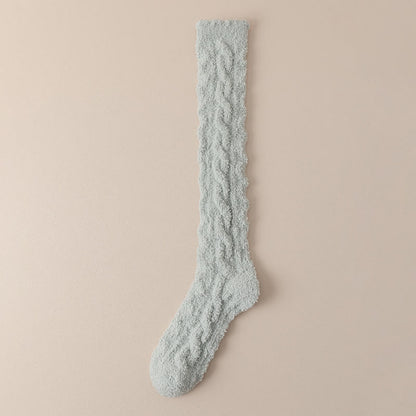 Chaussettes hautes thermiques en polaire corail Plusock (5 paires) - Vert clair - Convient à 220 lb - image 9