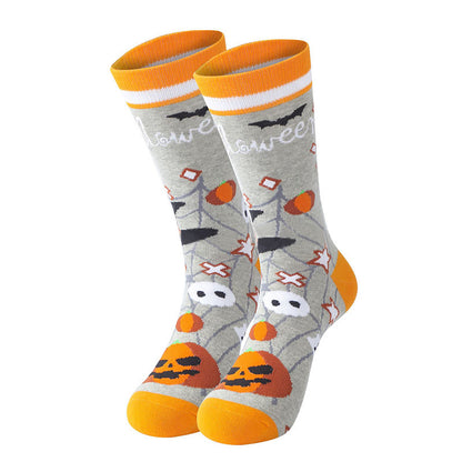 Chaussettes montantes en coton citrouille d'Halloween (5 paires) - image 1