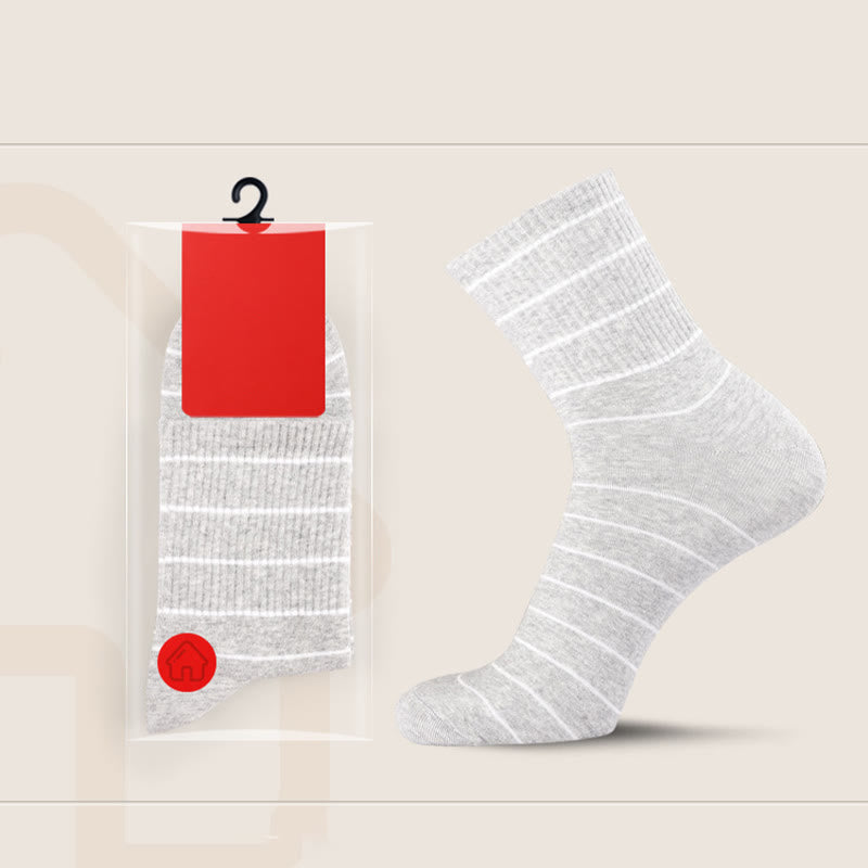 Chaussettes rayées en coton Plusock (5 paires) - Gris clair - EU45-50 (US10-15) - image 2
