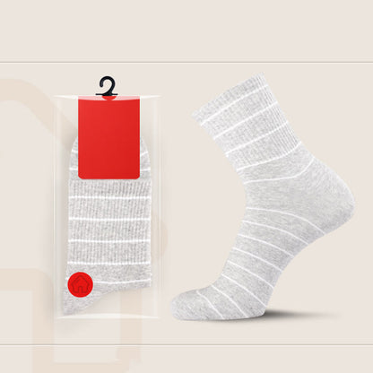Chaussettes rayées en coton (5 paires) - Gris clair - EU45-50 (US10-15) - image 2