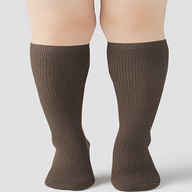 Chaussettes hautes chaudes unies Plusock (2 paires) - Café - Convient aux personnes de 88 à 220 lb - image 1