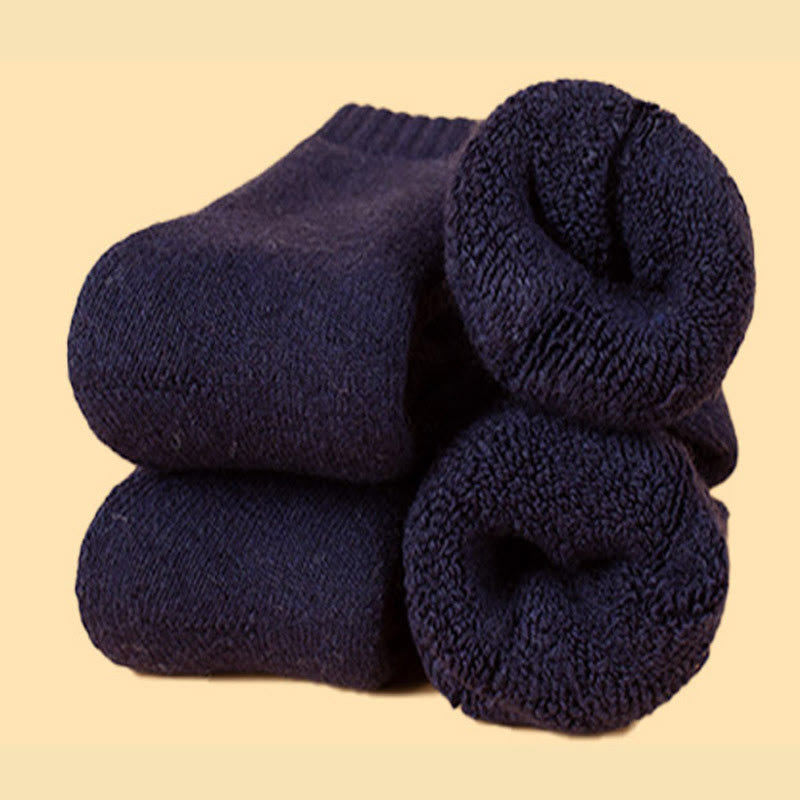 Chaussettes d'hiver épaisses, isolantes et chauffantes, grandes tailles (5 paires) - Bleu marine - EU37-45 (US4-11) - image 17