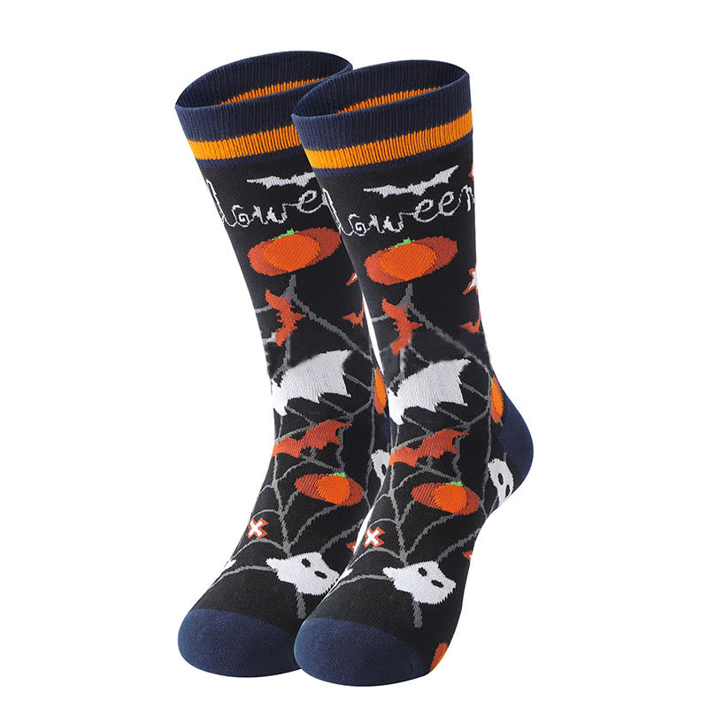 Chaussettes montantes en coton citrouille d'Halloween (5 paires) - image 4