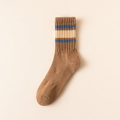 Chaussettes hautes à rayures épaisses grandes tailles (7 paires) - Chameau - UE39-46 (US6-12) - image 12