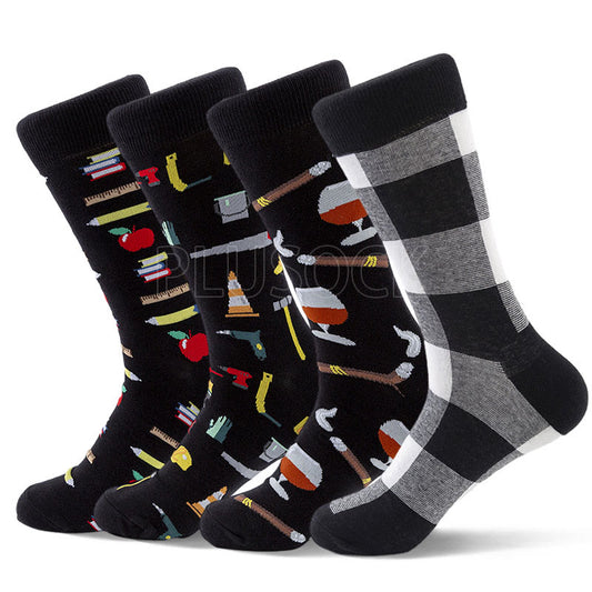 Chaussettes mi-mollet à imprimés d'outils grande taille (4 paires)