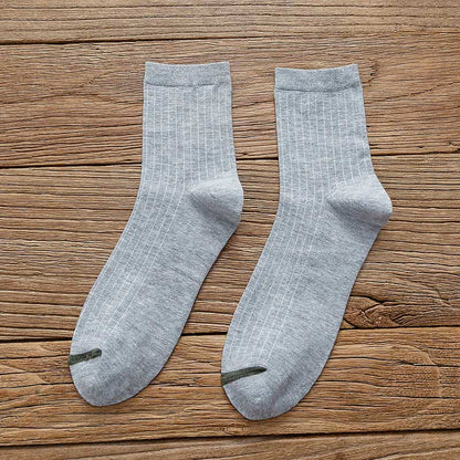 Chaussettes en coton à doublure couleur pure grande taille (6 paires)