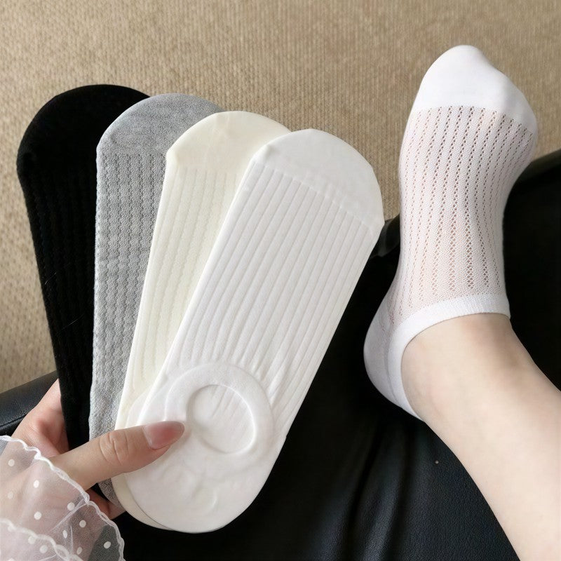 Chaussettes invisibles côtelées et respirantes (4 paires) - image 5
