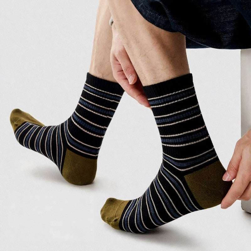 Chaussettes rayées vintage (2 paires) - Vert - EU39-43(US6-9) - image 5
