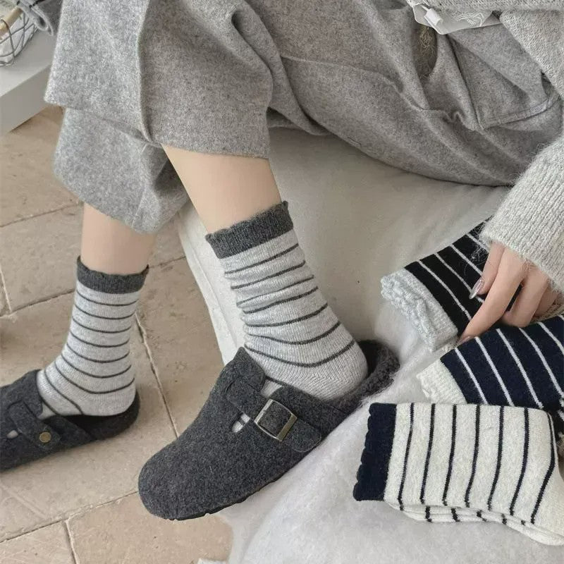 Chaussettes courtes rayées confortables en maille (5 paires) - image 3