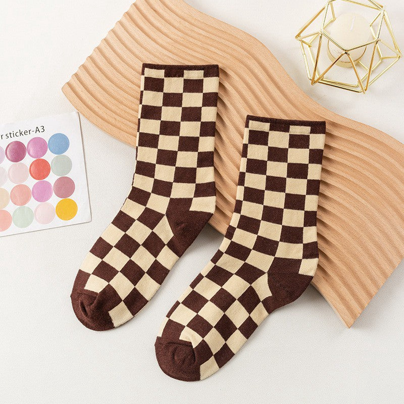 Chaussettes montantes à carreaux (6 paires) - Café - 40 (US2-7) - image 8