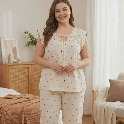 Ensemble pyjama à nœud floral doux - image 3