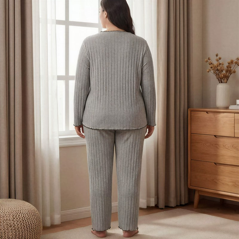 Ensemble pyjama d'intérieur côtelé doux - image 3