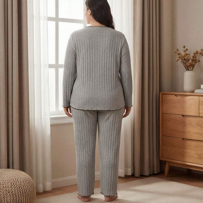 Ensemble pyjama d'intérieur côtelé doux - image 3