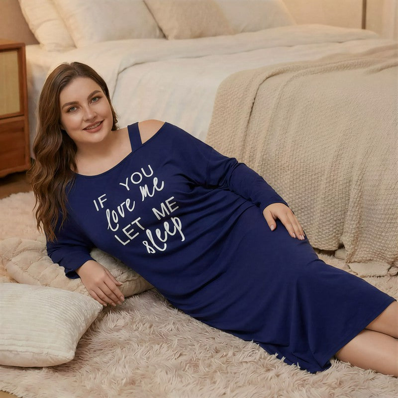 Nuisette à épaules dénudées et slogan - image 1